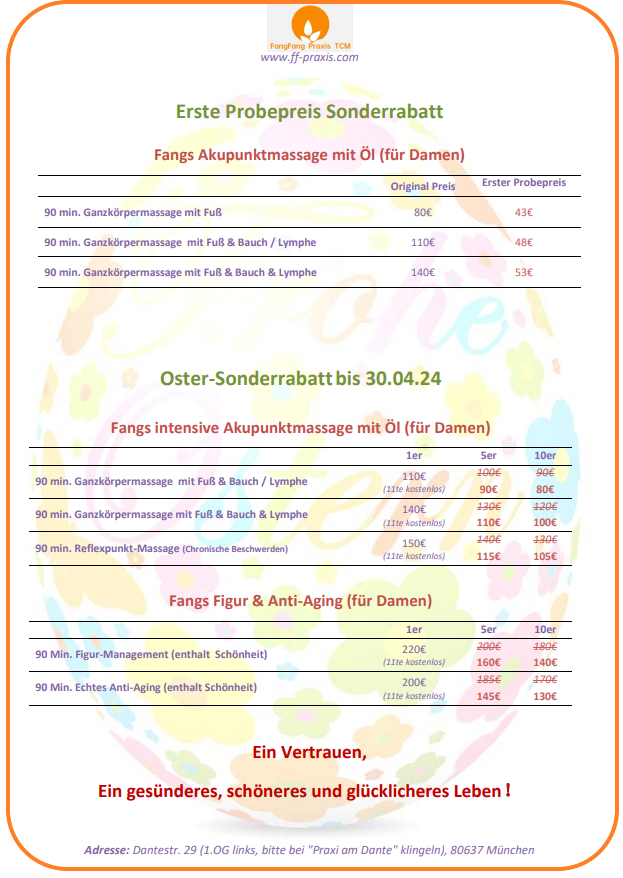 Erster Probepreis / Sonderrabatt - Fang Fang Praxis TCM